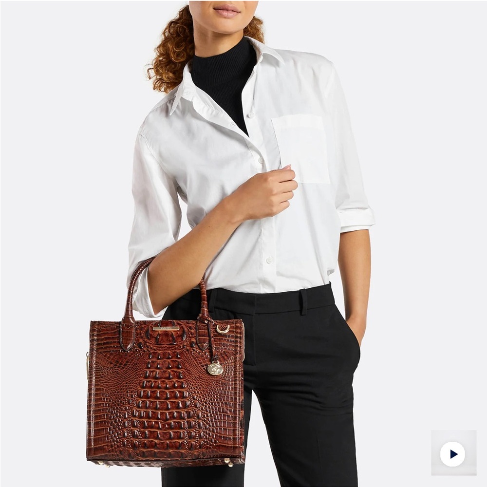 NWOT BRAHMIN CAROLINE satchel in Mulberry - Picture 8 of 12
